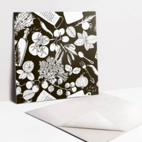 Kafelki samoprzylepne Tulup 30x30 cm Czarno białe rysunkowe warzywa 9 szt.