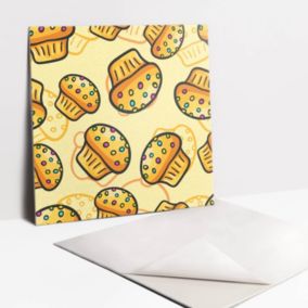 Kafelki samoprzylepne Tulup 30x30 cm Kolorowe babeczki na żółtym tle 9 szt.