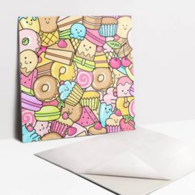 Kafelki samoprzylepne Tulup 30x30 cm Kolorowe rysunkowe słodycze 9 szt.