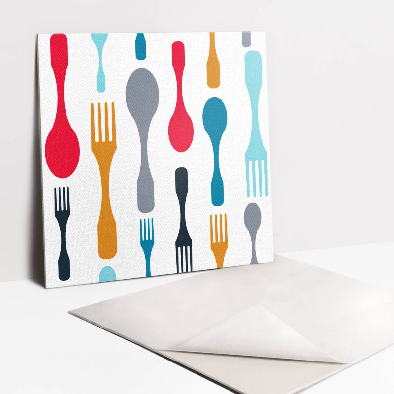 Kafelki samoprzylepne Tulup 30x30 cm Kolorowe sztućce 9 szt.