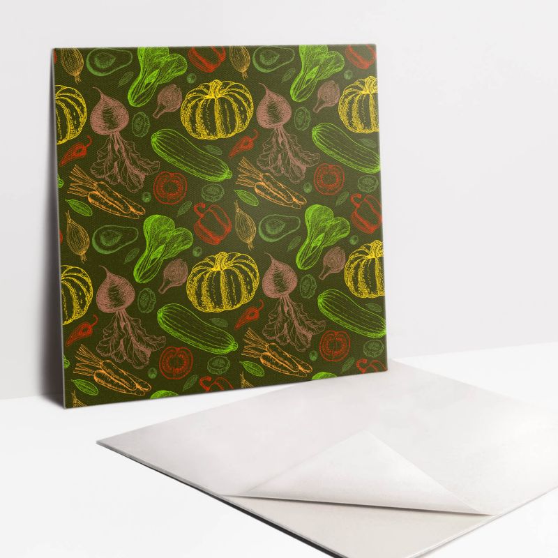 Kafelki samoprzylepne Tulup 30x30 cm Kolorowe warzywa rysunkowe 9 szt.