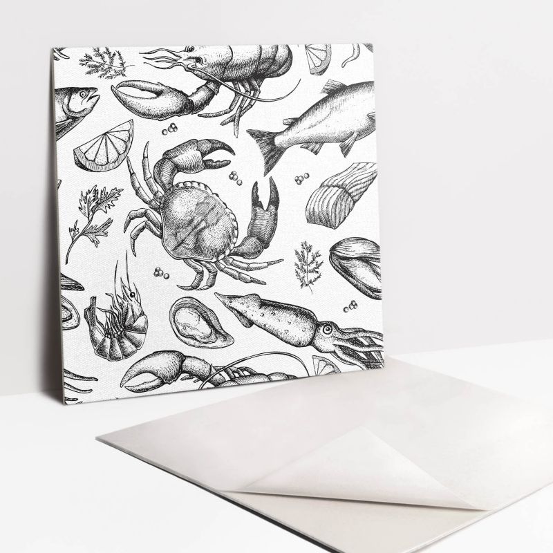 Kafelki samoprzylepne Tulup 30x30 cm Owoce morze w czarno bieli 9 szt.