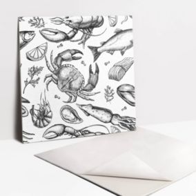 Kafelki samoprzylepne Tulup 30x30 cm Owoce morze w czarno bieli 9 szt.