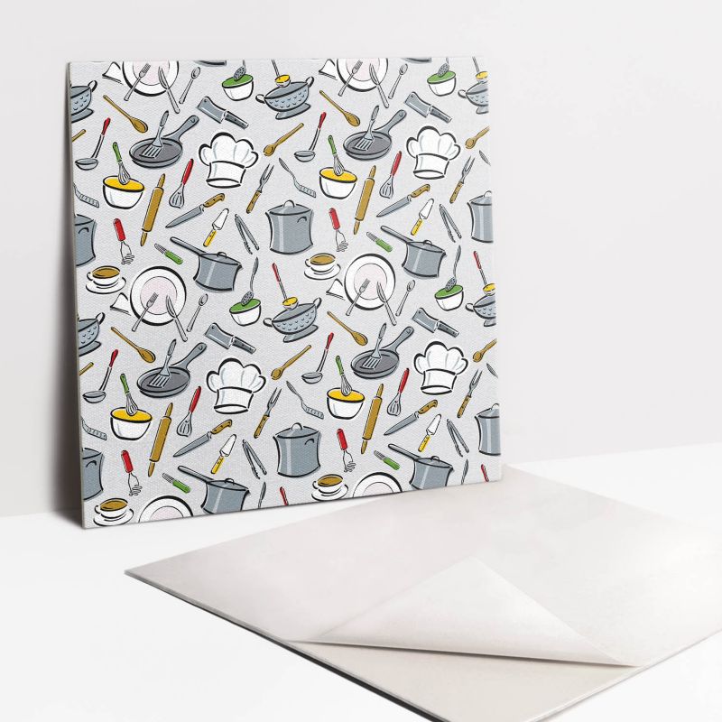 Kafelki samoprzylepne Tulup 30x30 cm Przyrządy kuchenne 9 szt.