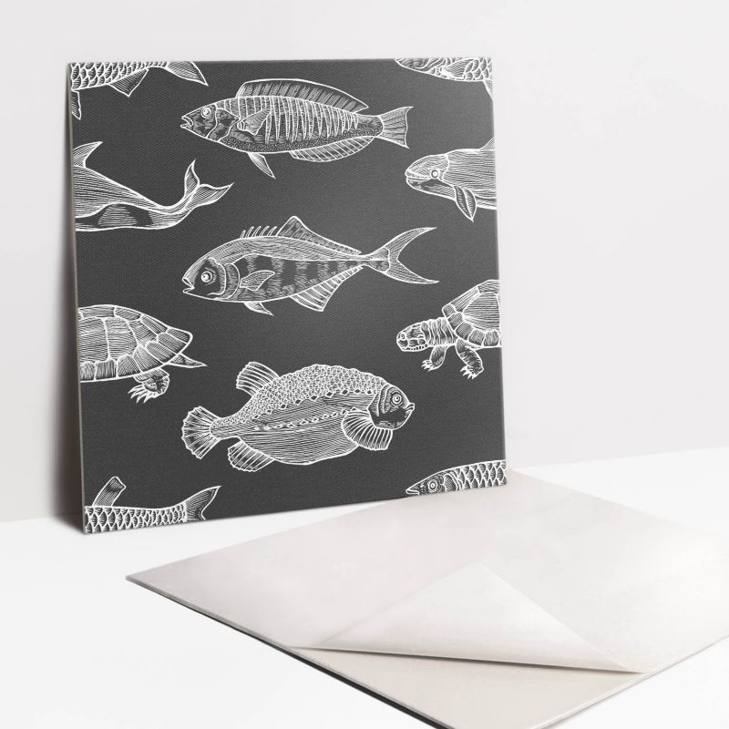 Kafelki samoprzylepne Tulup 30x30 cm Rysunkowe ryby i żółw 9 szt.