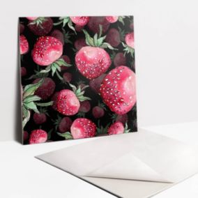 Kafelki samoprzylepne Tulup 30x30 cm Rysunkowe truskawki 9 szt.