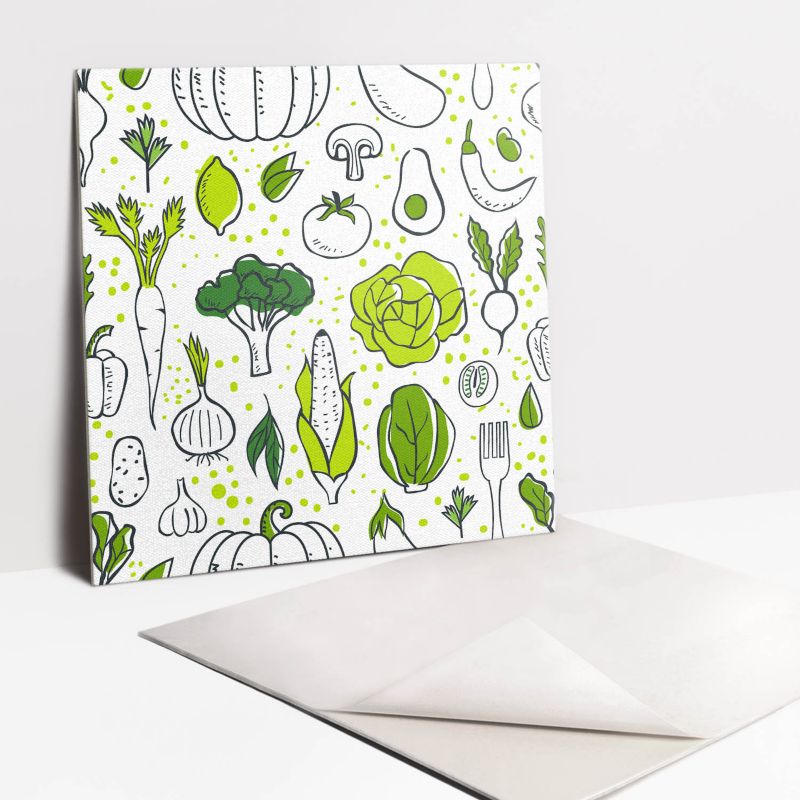 Kafelki samoprzylepne Tulup 30x30 cm Rysunkowe zielone warzywa 9 szt.