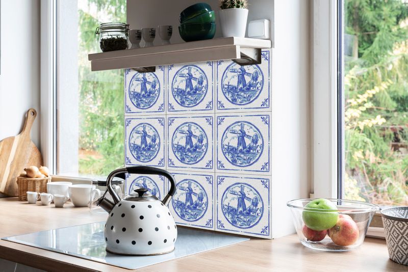 Kafelki samoprzylepne Tulup 30x30 cm Wiatrak w stylu Azulejos 9 szt.