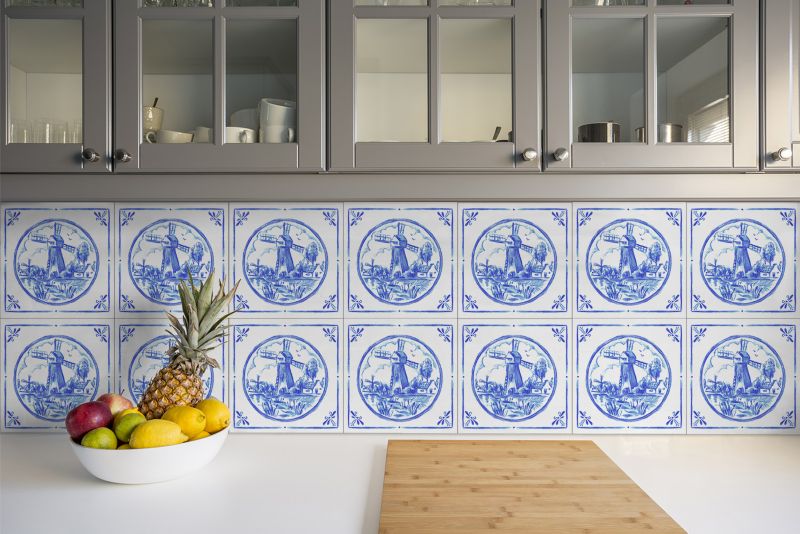 Kafelki samoprzylepne Tulup 30x30 cm Wiatrak w stylu Azulejos 9 szt.