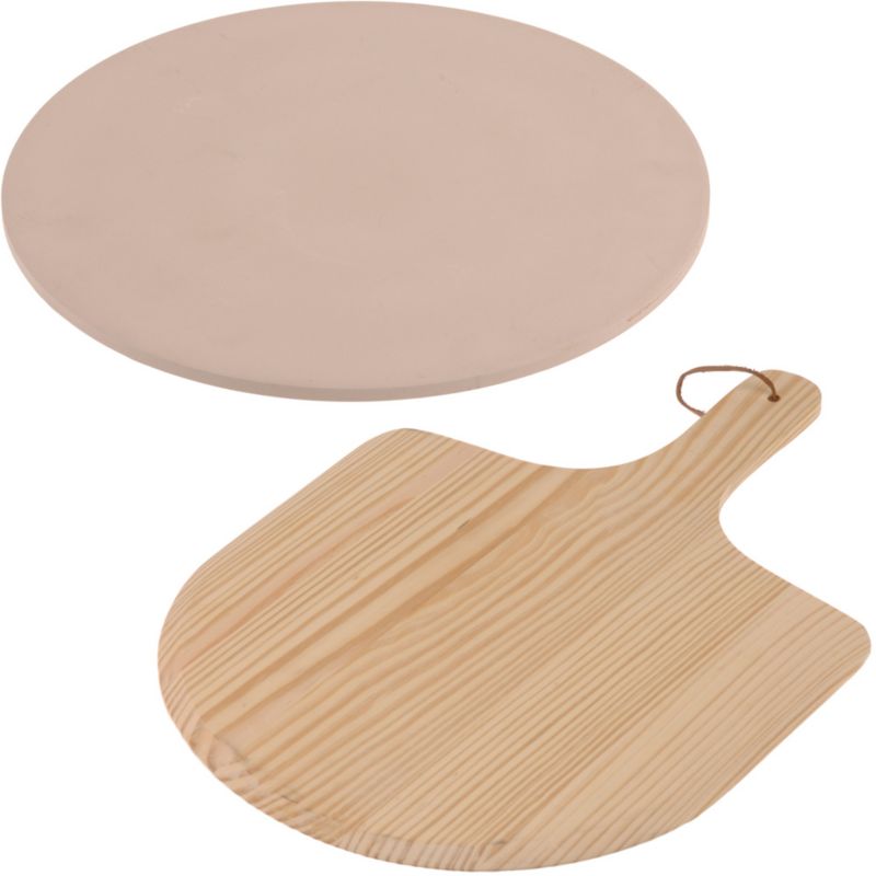 Kamień do pizzy Excellent Houseware ceramiczny z łopatką drewnianą 33 cm 1 kpl.