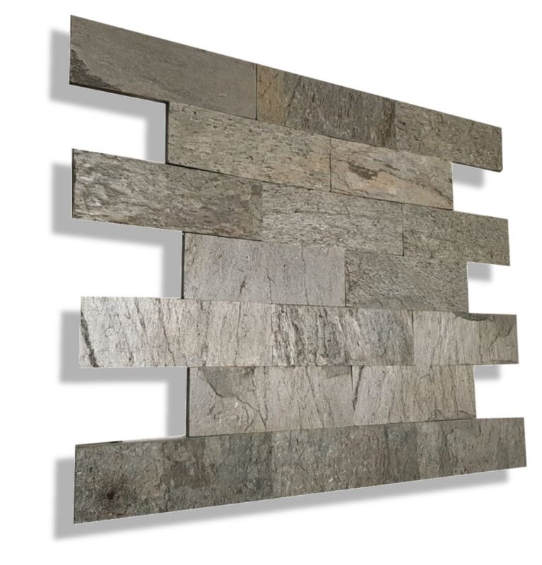 Kamień elewacyjny-dekoracyjny Tiles kwarcytowy Silver Shine 7x50 cm 1 m2
