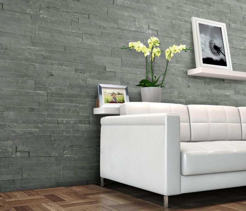 Kamień naturalny Slate 10 x 35 cm black 0,42 m2