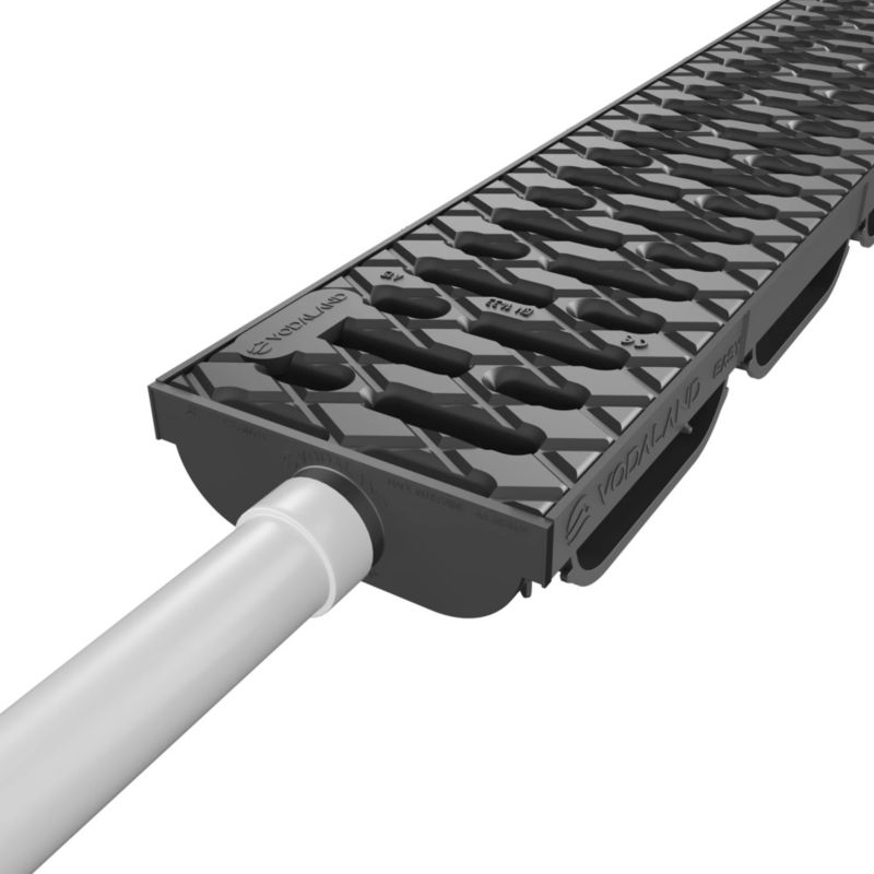 Kanał plastikowy odwodnienia liniowego VODALAND Easy Low DN100 H40 ruszt plastikowy, 1 szt.