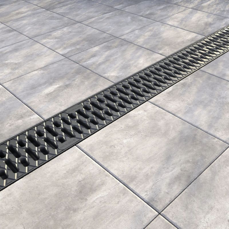 Kanał plastikowy odwodnienia liniowego VODALAND Easy Low DN100 H40 ruszt plastikowy, 1 szt.