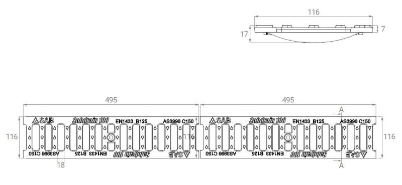 Kanał SAB B125 ruszt żeliwny 100/100 100 cm 1 szt.