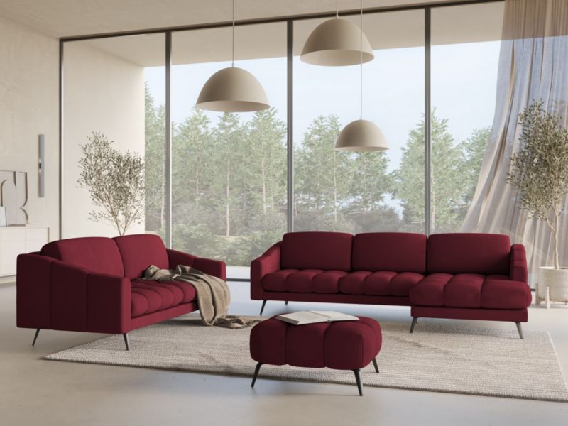 Kanapa 3-osobowa Makamii Nalu z tkaniny szenilowej 202x95 cm bordo 1 szt.