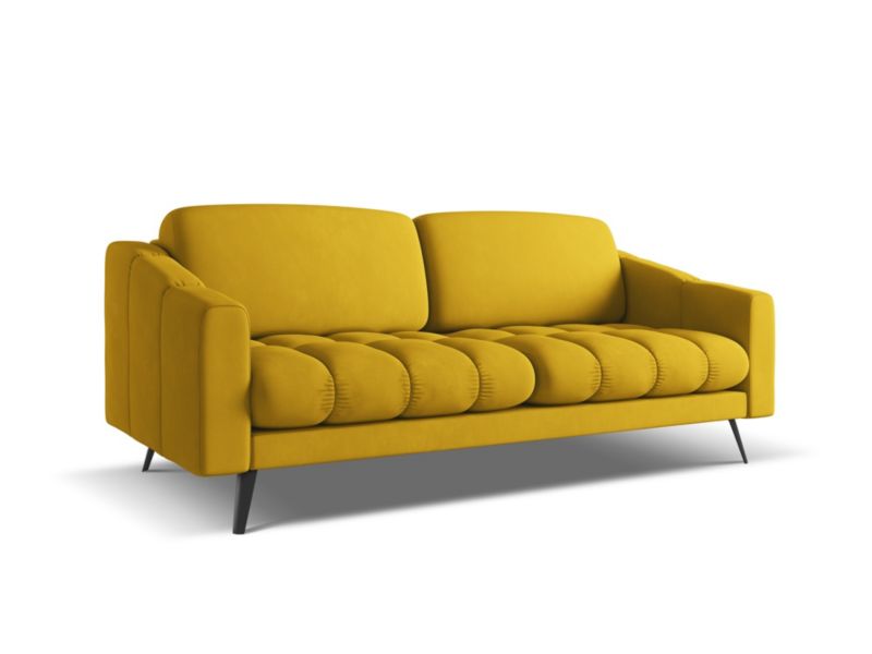 Kanapa 3-osobowa Makamii Nalu z tkaniny szenilowej 202x95 cm musztardowy 1 szt.