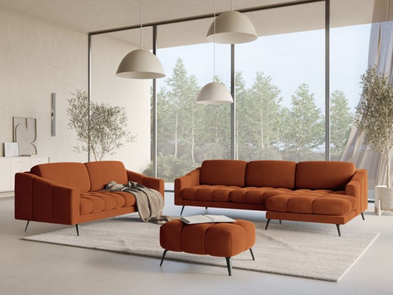 Kanapa 3-osobowa Makamii Nalu z weluru 202x95 cm terakota 1 szt.