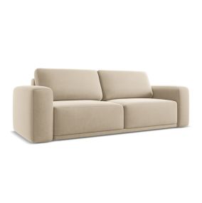Kanapa 3-osobowa z funkcją spania Makamii Kaila z weluru 242x100 cm jasny beż 1 szt.