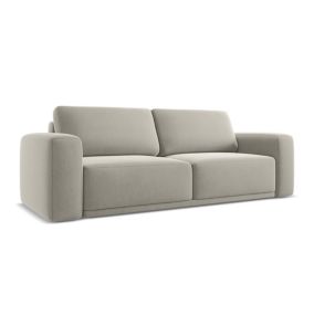 Kanapa 3-osobowa z funkcją spania Makamii Kaila z weluru 242x100 cm perłowy 1 szt.
