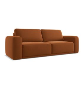 Kanapa 3-osobowa z funkcją spania Makamii Kaila z weluru 242x100 cm terakota 1 szt.