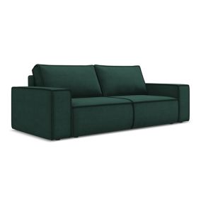 Kanapa 3-osobowa z funkcją spania Makamii Kimo z tkaniny strukturalnej 255x105 cm butelkowa zieleń 1 szt.