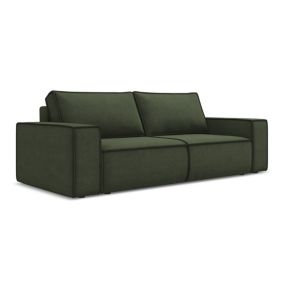 Kanapa 3-osobowa z funkcją spania Makamii Kimo z tkaniny strukturalnej 255x105 cm oliwkowy 1 szt.