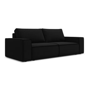 Kanapa 3-osobowa z funkcją spania Makamii Kimo z weluru 255x105 cm czarny 1 szt.