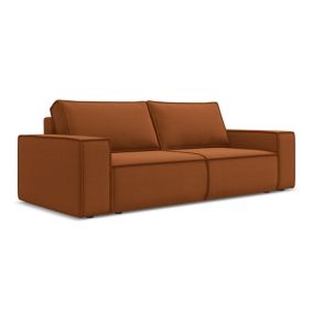 Kanapa 3-osobowa z funkcją spania Makamii Kimo z weluru 255x105 cm terakota 1 szt.