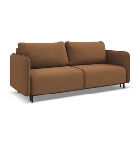 Kanapa 3-osobowa z funkcją spania Makamii Luana z tkaniny strukturalnej 226x92 cm terakota 1 szt.