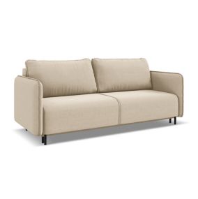 Kanapa 3-osobowa z funkcją spania Makamii Luana z weluru 226x92 cm jasny beż 1 szt.