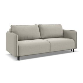 Kanapa 3-osobowa z funkcją spania Makamii Luana z weluru 226x92 cm perłowy 1 szt.