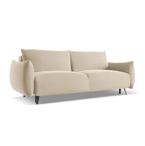 Kanapa 3-osobowa z funkcją spania Makamii Malie z weluru 230x105 cm jasny beż 1 szt.
