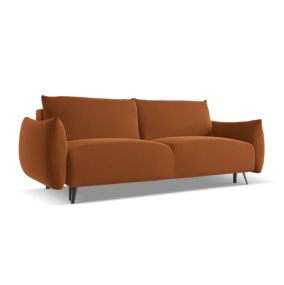 Kanapa 3-osobowa z funkcją spania Makamii Malie z weluru 230x105 cm terakota 1 szt.
