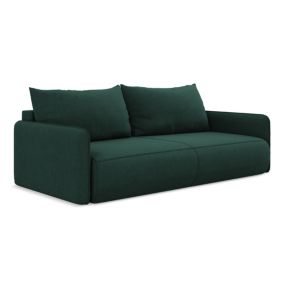 Kanapa 3-osobowa z funkcją spania Makamii Nanea z tkaniny strukturalnej 216x105 cm butelkowa zieleń 1 szt.
