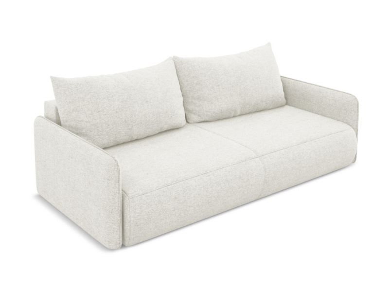 Kanapa 3-osobowa z funkcją spania Makamii Nanea z tkaniny szenilowej 216x105 cm biały 1 szt.