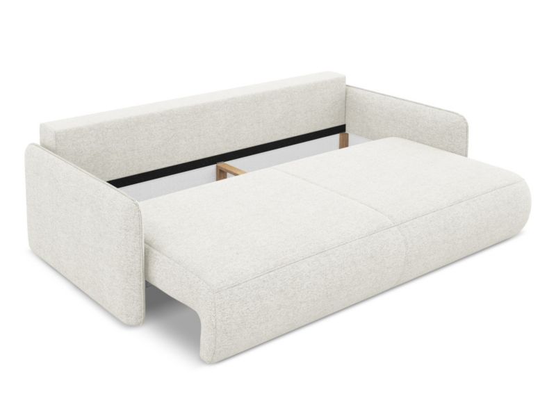 Kanapa 3-osobowa z funkcją spania Makamii Nanea z tkaniny szenilowej 216x105 cm biały 1 szt.