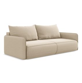Kanapa 3-osobowa z funkcją spania Makamii Nanea z weluru 216x105 cm jasny beż 1 szt.