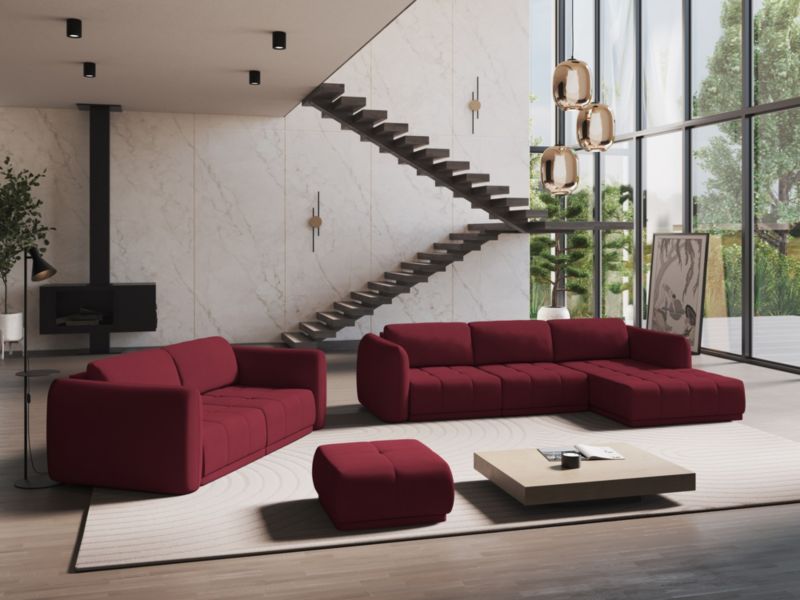 Kanapa 4-osobowa Makamii Hoku z tkaniny szenilowej 250x105 cm bordo 1 szt.