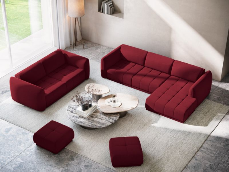 Kanapa 4-osobowa Makamii Hoku z weluru 250x105 cm burgundowy 1 szt.