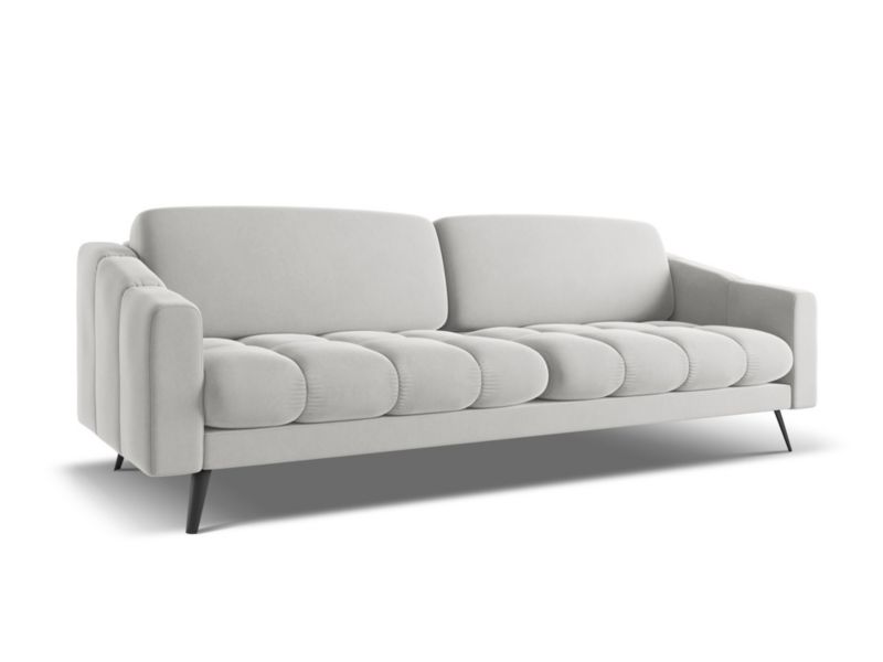 Kanapa 4-osobowa Makamii Nalu z weluru 238x95 cm srebrny 1 szt.