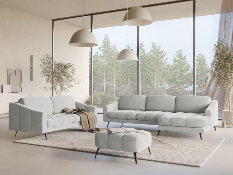 Kanapa 4-osobowa Makamii Nalu z weluru 238x95 cm srebrny 1 szt.