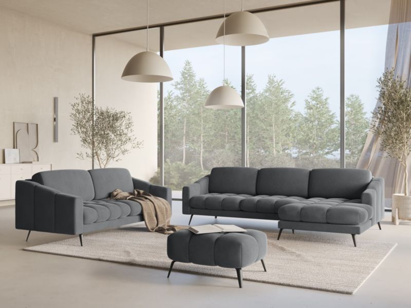 Kanapa 4-osobowa Makamii Nalu z weluru 238x95 cm stalowy 1 szt.