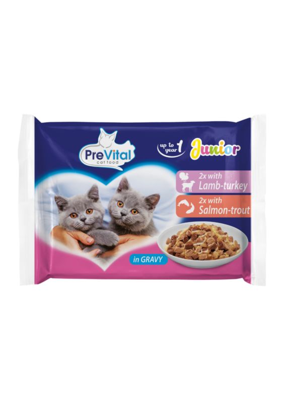 Karma mokra dla kota PreVital jagnięcina/indyk/łosoś/pstrąg 4 x 100 g