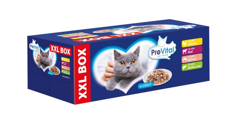 Karma mokra dla kota PreVital kurczak/cielęcina/łosoś 48 x 100 g