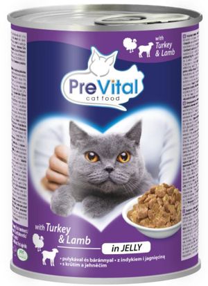 Karma mokra dla kota PreVital z indykiem i jagnęciną w galarecie 415 g