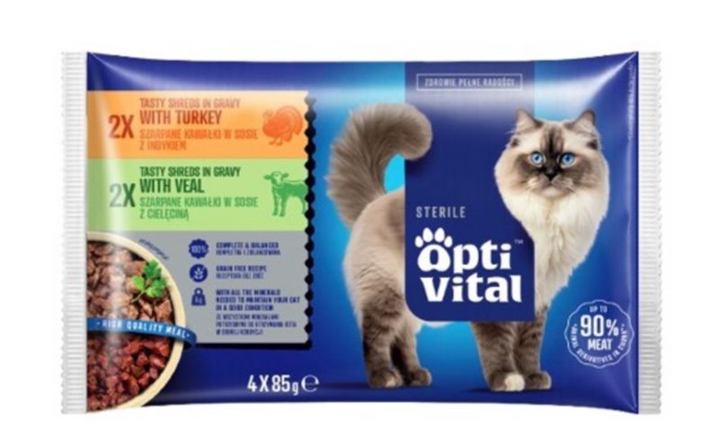 Karma mokra dla kotów sterylizowanych OptiVital Sterile indyk/cielęcina 4 x 85 g