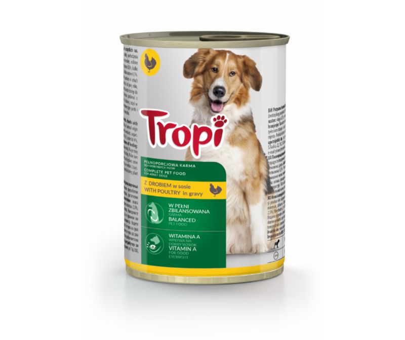 Karma mokra dla psa Tropi kawałki z drobiem 415 g