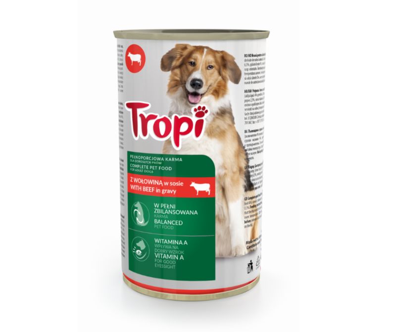 Karma mokra dla psa Tropi kawałki z wołowiną 1250 g