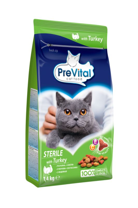 Karma sucha dla kota dorosłego PreVital z indykiem 1,4 kg